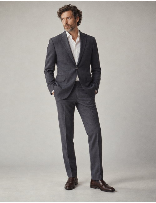 Pascal-ST kostuumbroek in scheerwol met stretch blauw