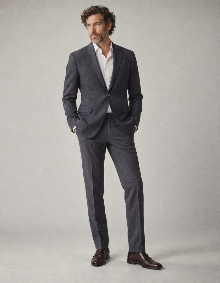 Pascal-ST kostuumbroek in scheerwol met stretch blauw