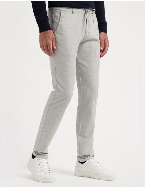 Chino Wool Look chino met stretch lichtgrijs