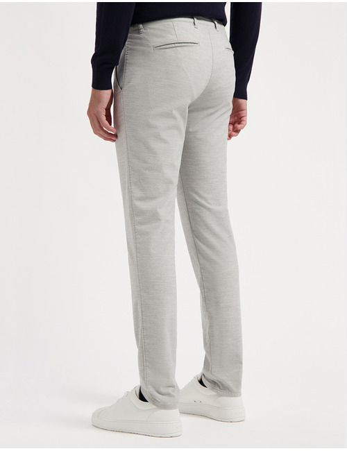 Chino Wool Look chino met stretch lichtgrijs