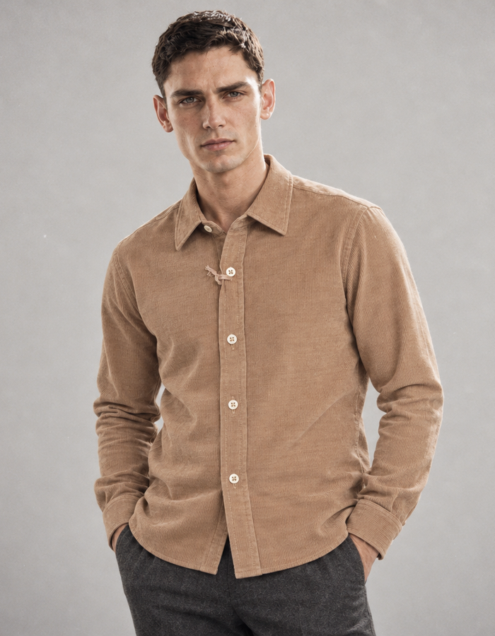 Rufus hemd met lange mouw beige