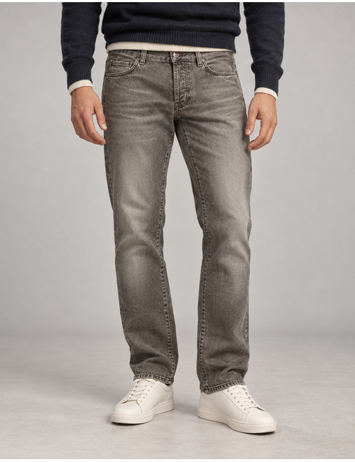 Denver regular fit jeans met stretch grijsgroen