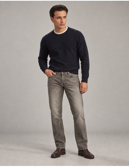 Denver regular fit jeans met stretch grijsgroen