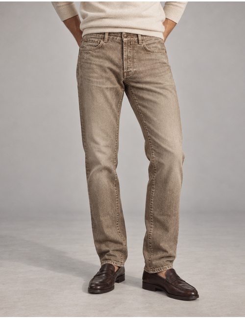 Denver regular fit jeans met stretch beige