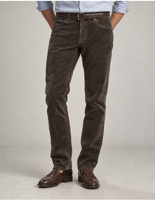 Dean corduroy jeans met ribstructuur donkerbruin
