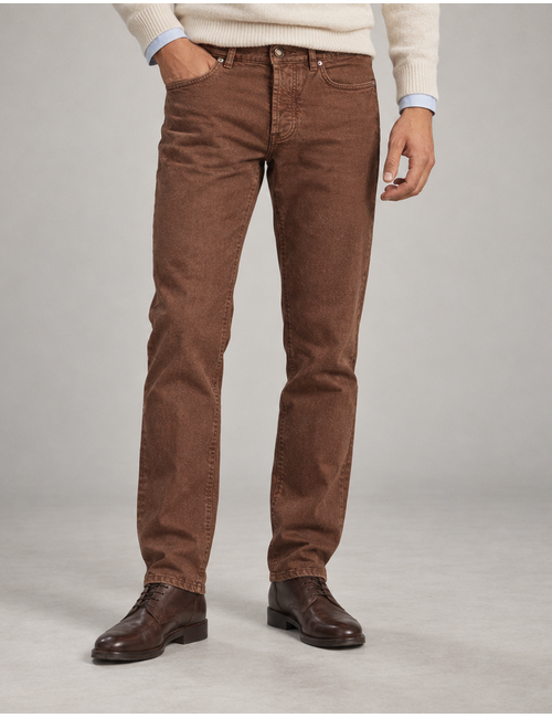 Denver regular fit jeans met stretch roestbruin