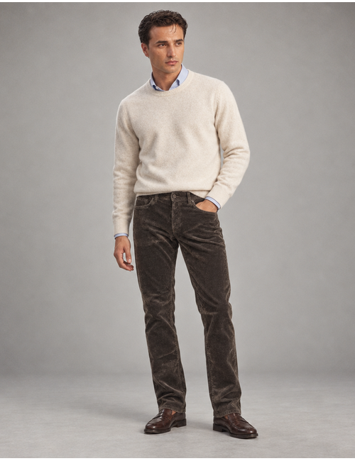 Dean corduroy jeans met ribstructuur donkerbruin
