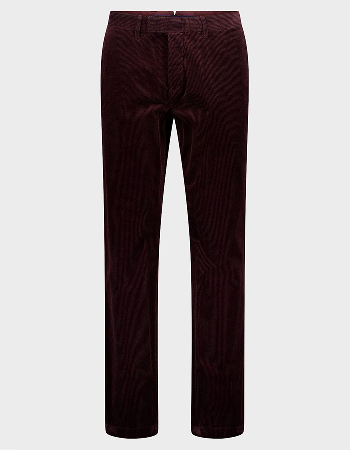 Tybalt-4 ribfluwelen broek met stretch bordeaux