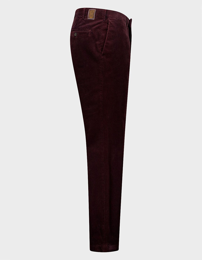 Tybalt-4 ribfluwelen broek met stretch bordeaux