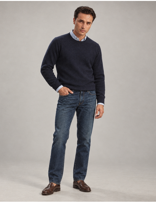 Dean modern fit jeans met stretch donkerblauw