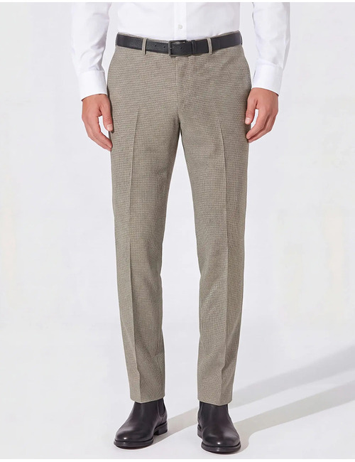 Terni slim fit broek met microcheck beige-bruin