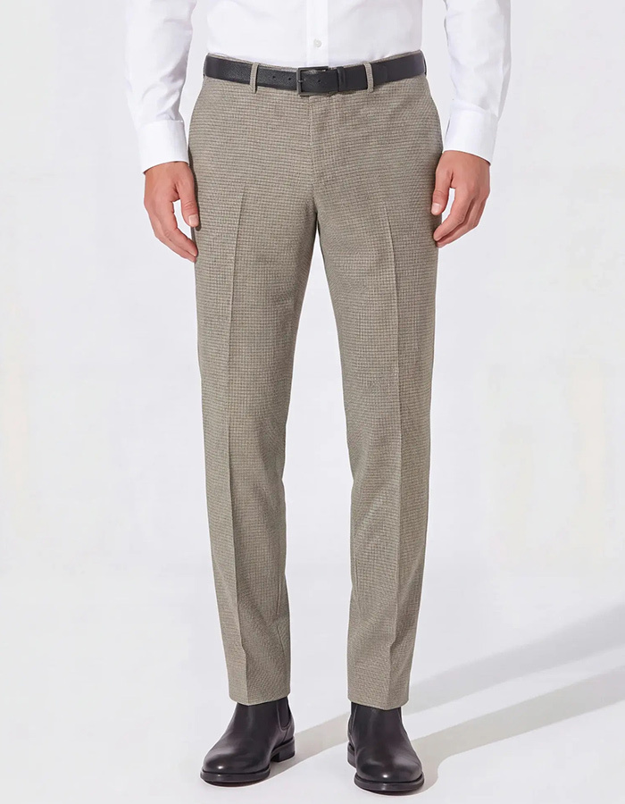 Terni slim fit broek met microcheck beige-bruin
