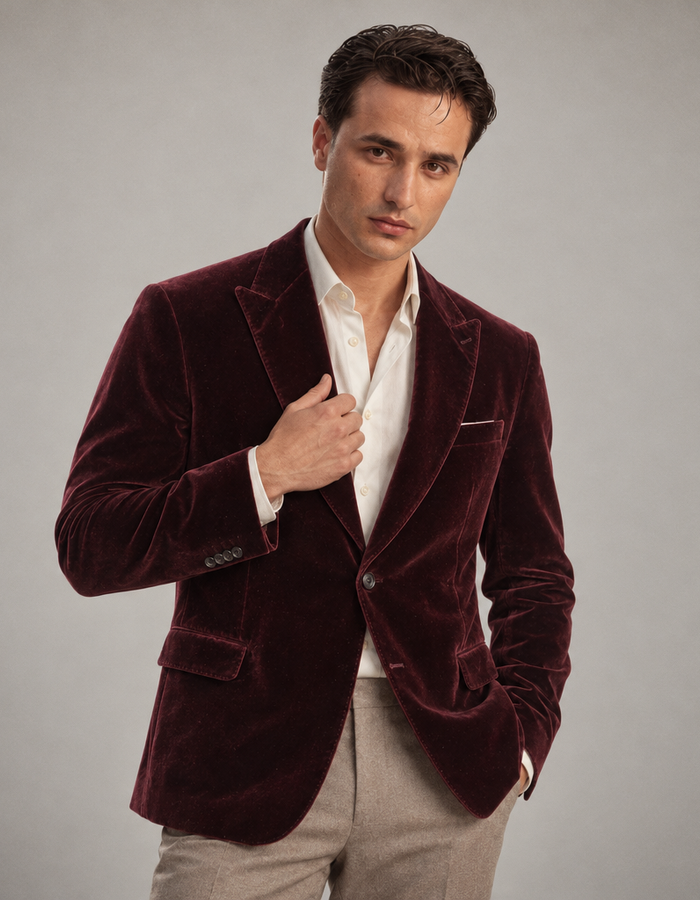 Tiliano modern fit fluwelen blazer bordeaux