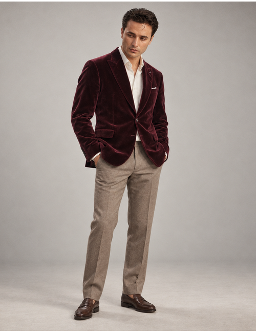 Tiliano modern fit fluwelen blazer bordeaux
