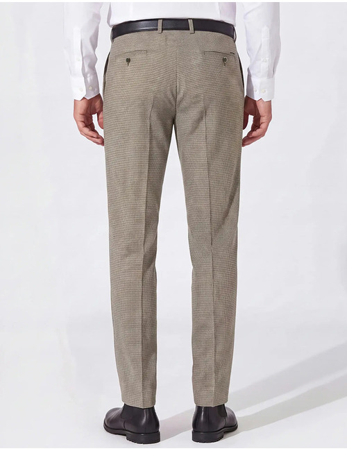 Terni slim fit broek met microcheck beige-bruin
