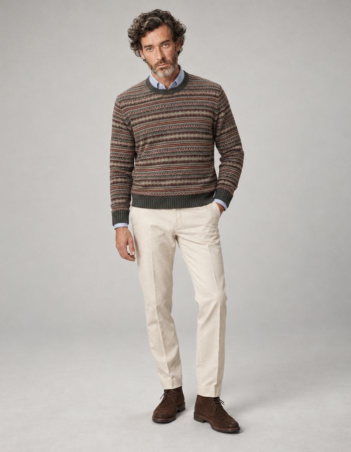 Oson trui in lamswol met Fair Isle-patroon multicolor