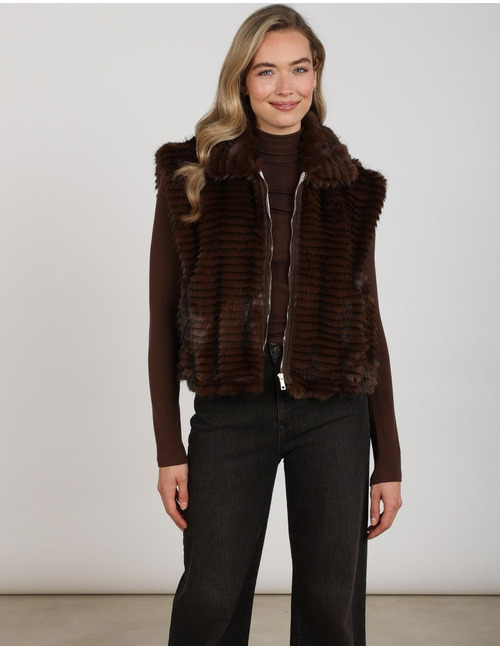 Nukus gilet zonder mouw bruin