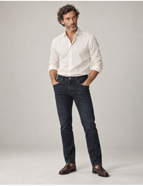 Dean modern fit jeans met stretch donkerblauw