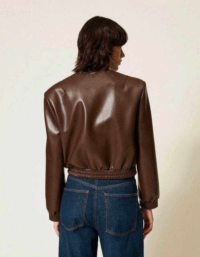 Twinset lederen jas bruin