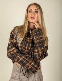 Drykorn lange mouw bloes bruin