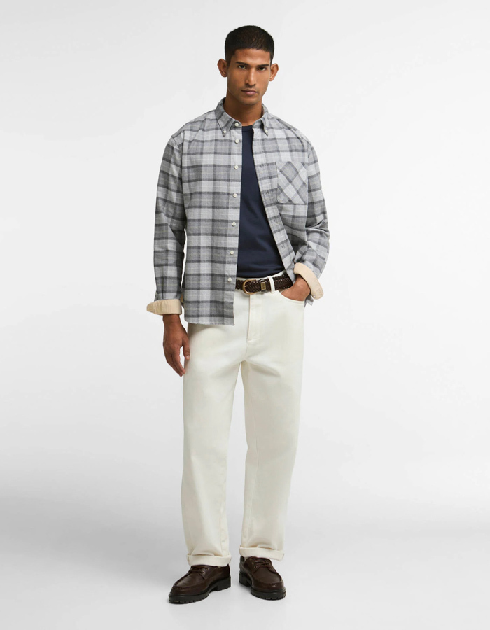 Mineral Tartan Authentic Fit geruit hemd ijsgrijs