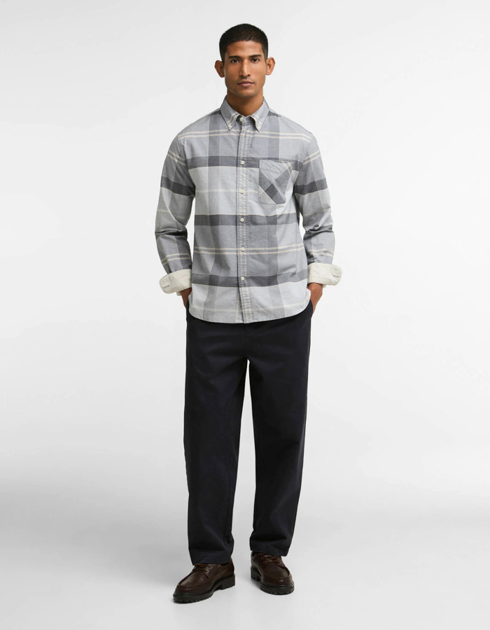 Dunoon Authentic Fit geruit hemd ijsgrijs