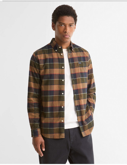 Valley Tailored Fit geruit katoenen hemd olijfgroen