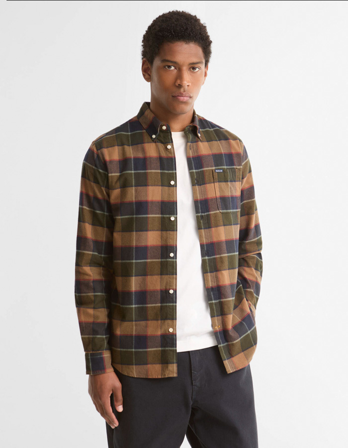 Valley Tailored Fit geruit katoenen hemd olijfgroen