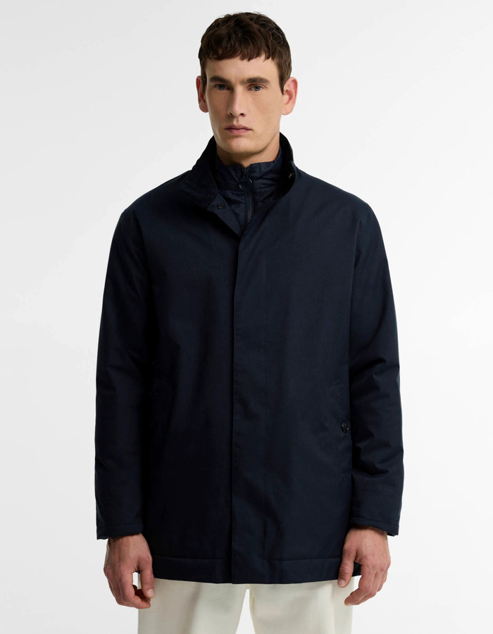 Northdale waterdichte jas met visgraatstructuur donkerblauw
