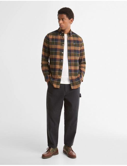 Valley Tailored Fit geruit katoenen hemd olijfgroen