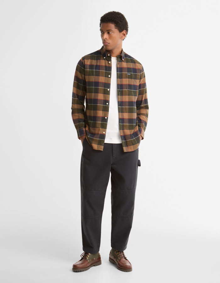 Valley Tailored Fit geruit katoenen hemd olijfgroen
