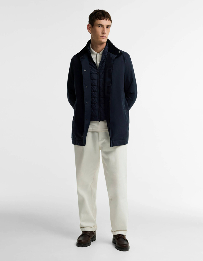 Northdale waterdichte jas met visgraatstructuur donkerblauw