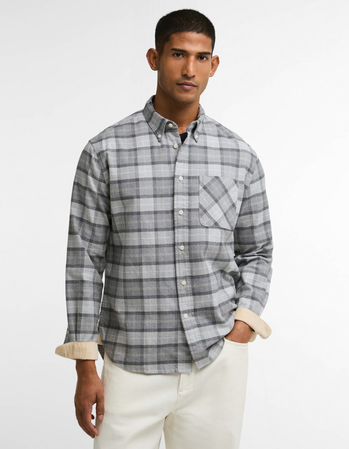 Mineral Tartan Authentic Fit geruit hemd ijsgrijs
