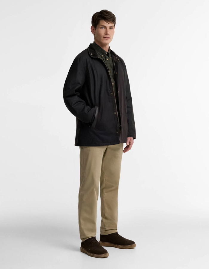 Crayton gewaxte katoenen jas rustic bruin