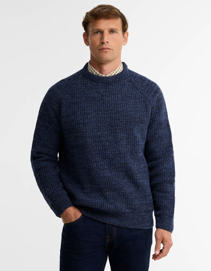 Horseford wollen trui met ronde hals donkerblauw