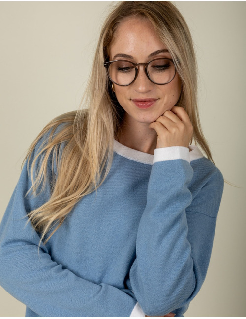 Anne Claire pull met ronde hals blauw