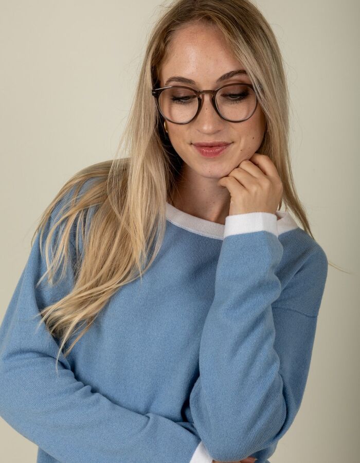 Anne Claire pull met ronde hals blauw