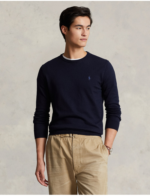 Slim fit katoenen trui met ronde hals