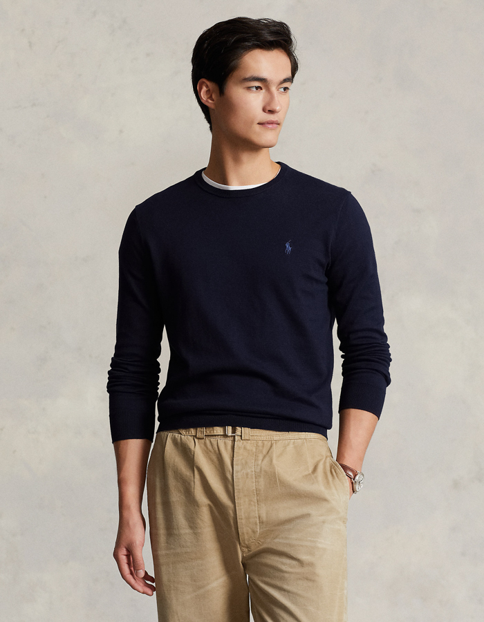 Slim fit katoenen trui met ronde hals