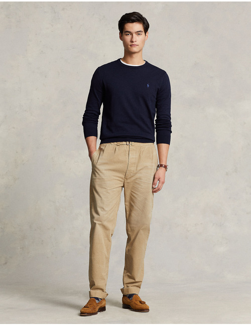 Slim fit katoenen trui met ronde hals