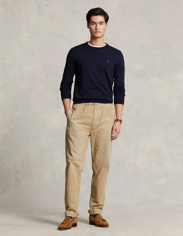 Slim fit katoenen trui met ronde hals