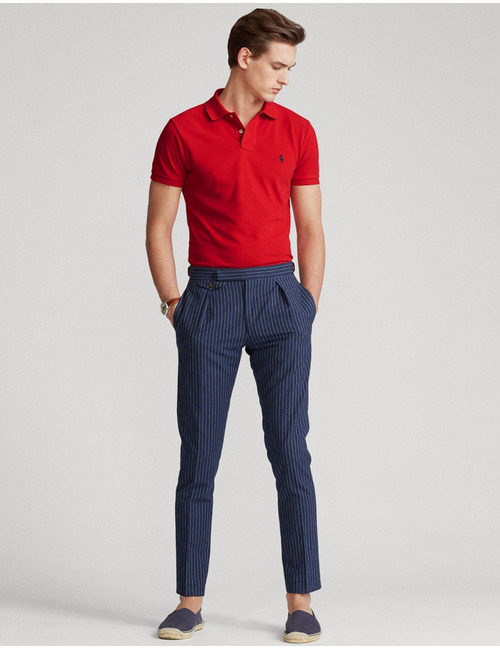 Slim Fit Mesh Polo Rood