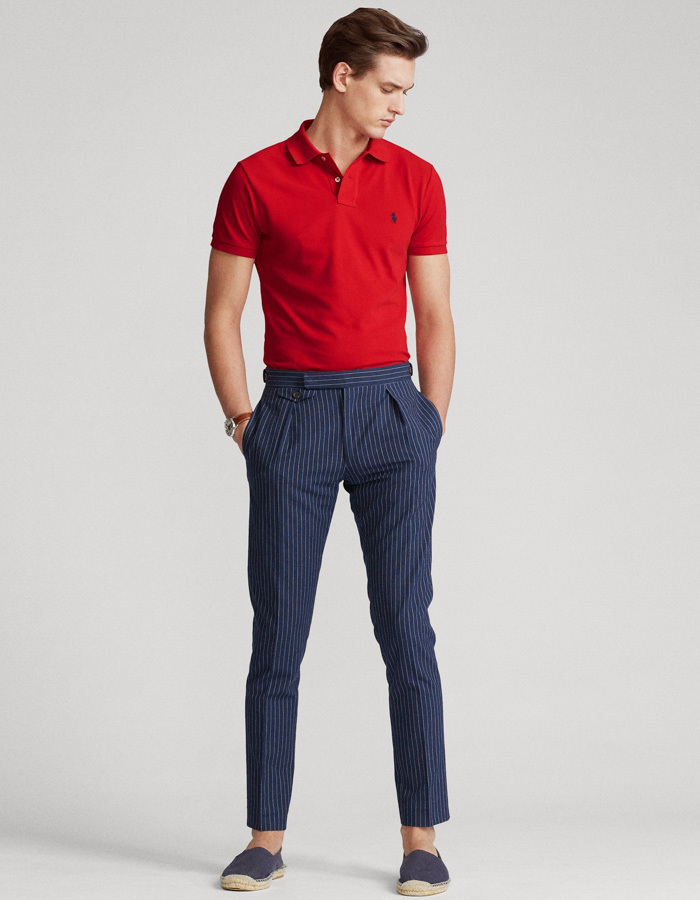 Slim Fit Mesh Polo Rood