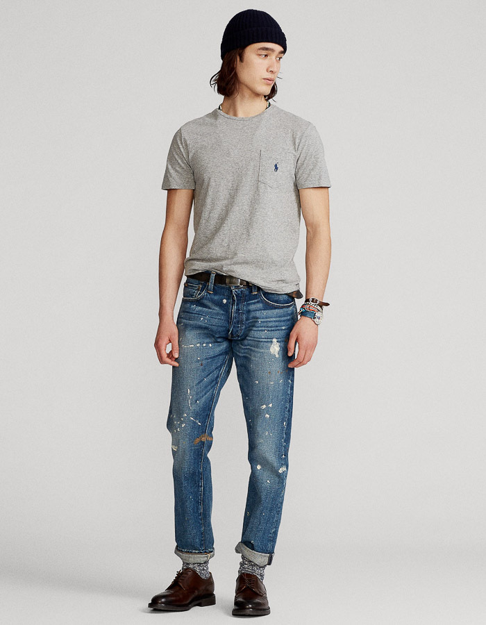 Ralph Lauren t-shirt custom slim fit grijs
