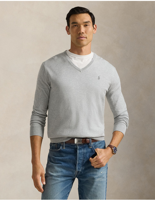Slim fit katoenen trui met V-hals 