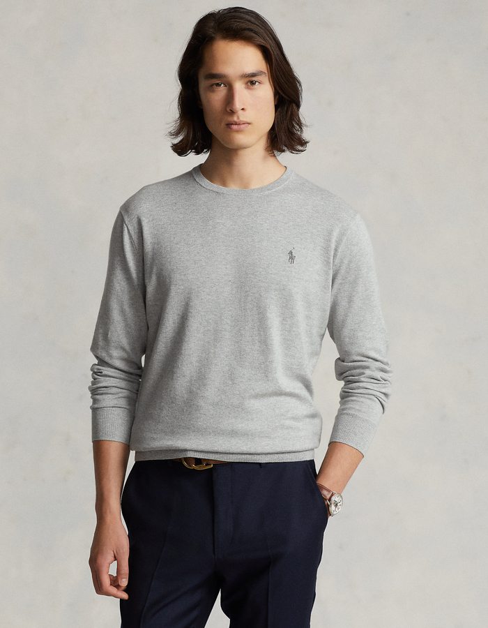 Slim fit katoenen trui met ronde hals