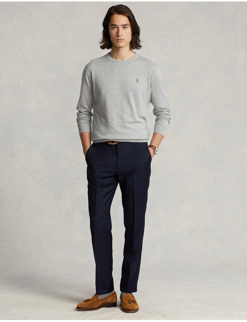 Slim fit katoenen trui met ronde hals