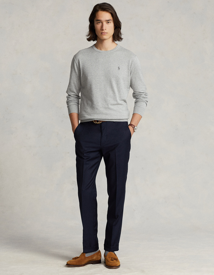 Slim fit katoenen trui met ronde hals