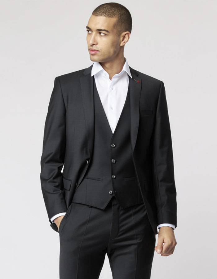 Kostuumvest Slim Fit 5038 Bi-Stretch Zwart  