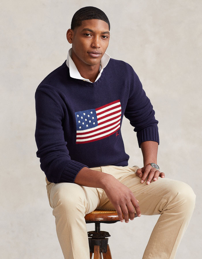 The Iconic Flag Pullover Blauw